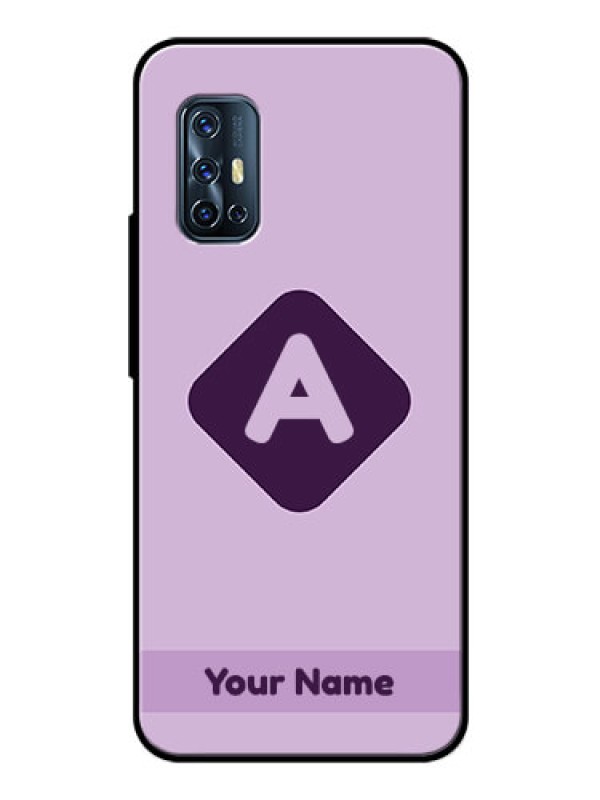 Custom Vivo V17 Custom Glass Mobile Case - Custom Letter in curved badge Design