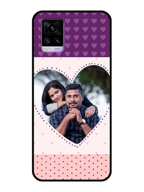 Custom Vivo V20 2021 Custom Glass Phone Case - Violet Love Dots Design