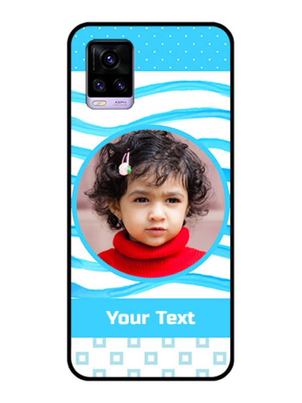 Custom Vivo V20 2021 Custom Glass Phone Case - Simple Blue Case Design