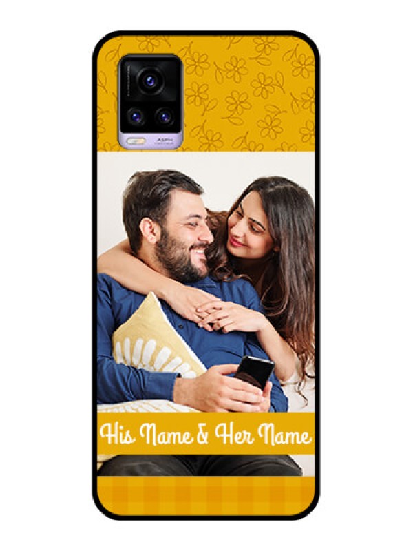 Custom Vivo V20 2021 Custom Glass Mobile Case - Yellow Floral Design