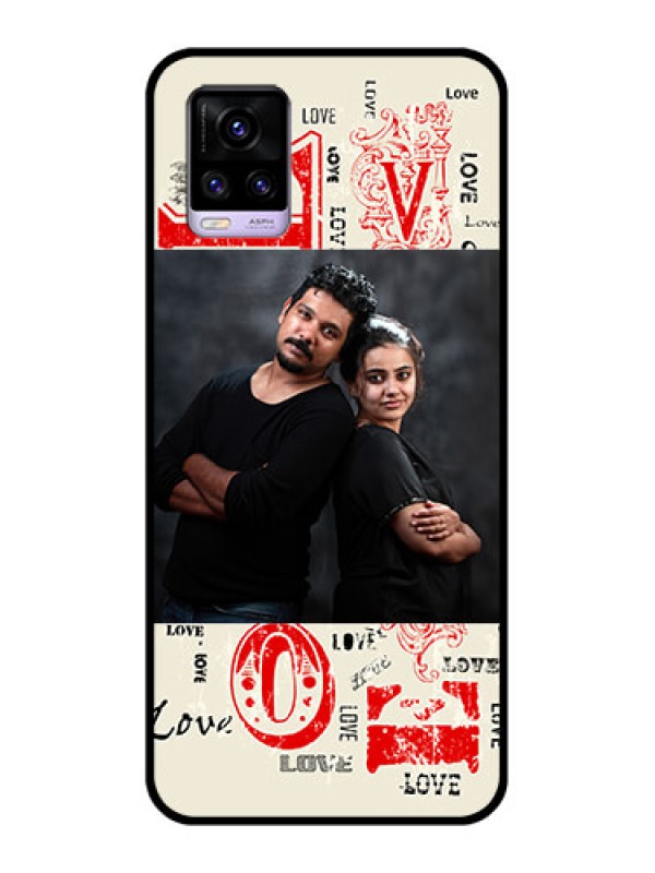 Custom Vivo V20 2021 Photo Printing on Glass Case - Trendy Love Design Case