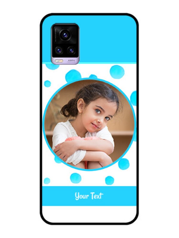 Custom Vivo V20 2021 Photo Printing on Glass Case - Blue Bubbles Pattern Design
