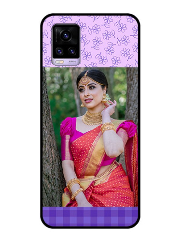 Custom Vivo V20 2021 Custom Glass Phone Case - Purple Floral Design