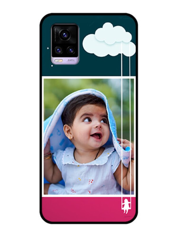 Custom Vivo V20 2021 Custom Glass Phone Case - Cute Girl with Cloud Design
