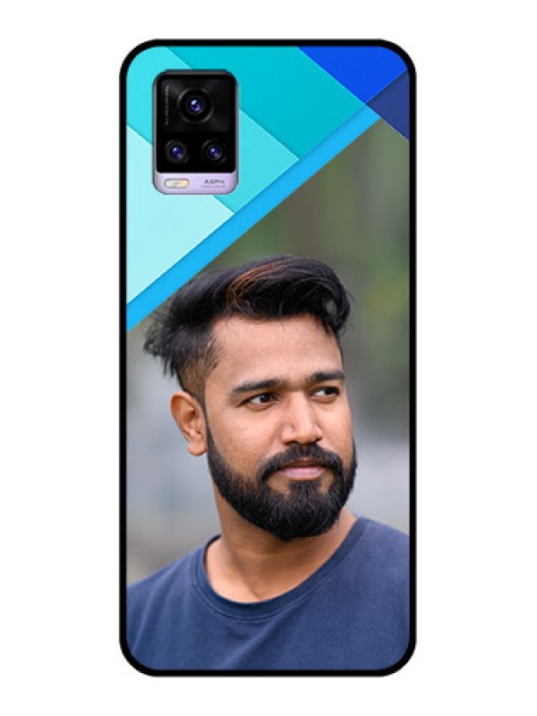 Custom Vivo V20 2021 Custom Glass Phone Case - Blue Pattern Design