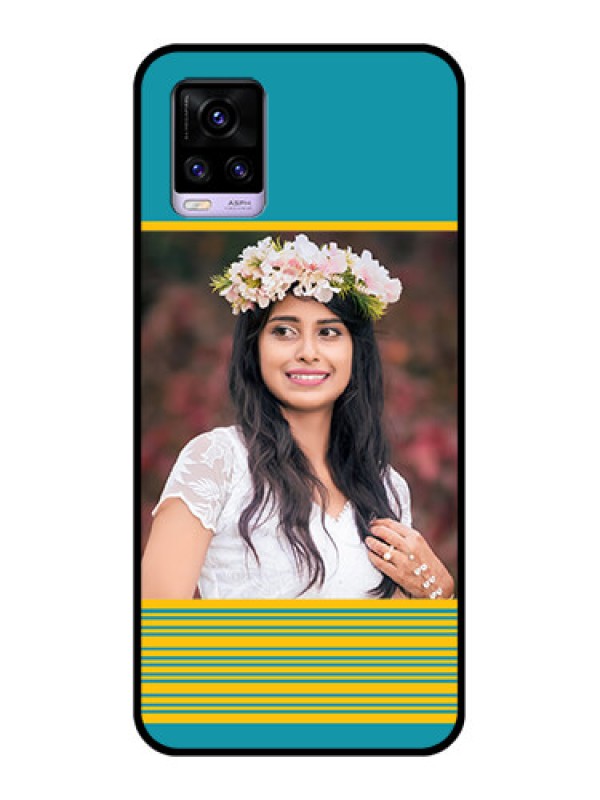 Custom Vivo V20 2021 Custom Glass Phone Case - Yellow & Blue Design