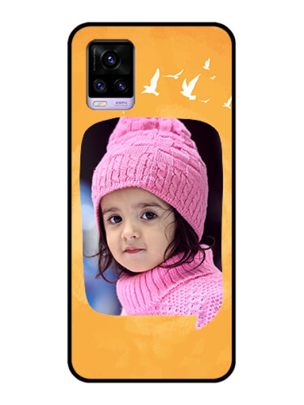 Custom Vivo V20 2021 Personalized Glass Phone Case - Water Color Design with Bird Icons