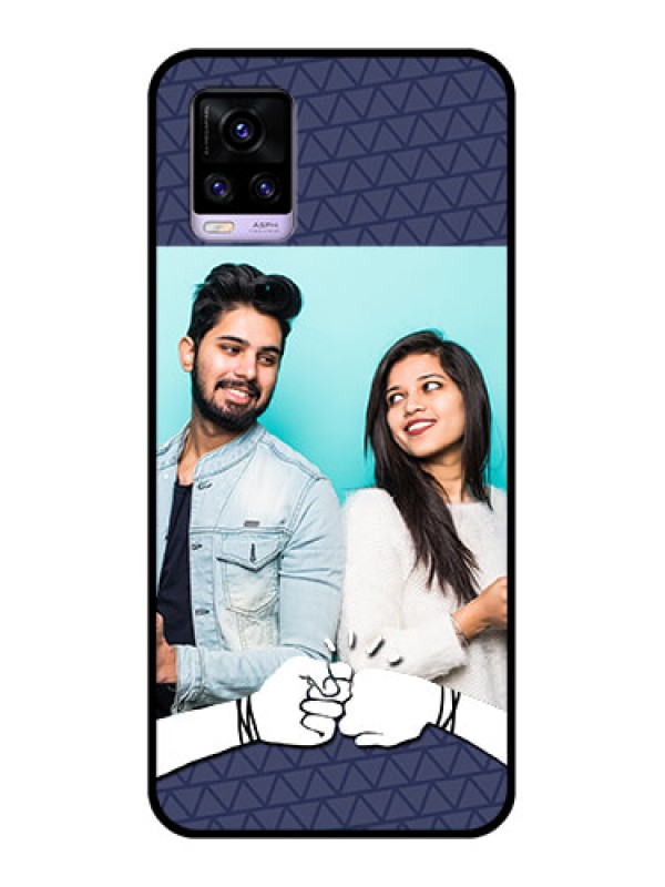 Custom Vivo V20 2021 Photo Printing on Glass Case - with Best Friends Design