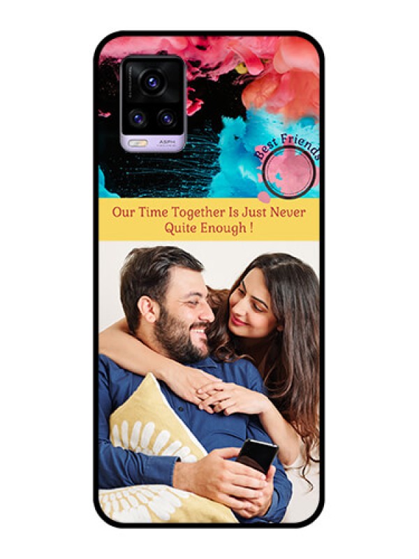 Custom Vivo V20 2021 Custom Glass Mobile Case - Quote with Acrylic Painting Design