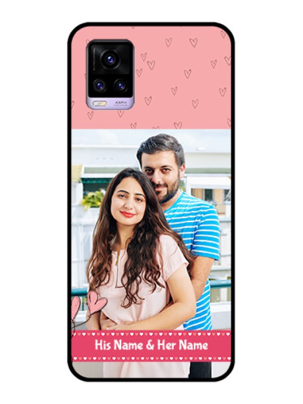 Custom Vivo V20 2021 Personalized Glass Phone Case - Love Design Peach Color