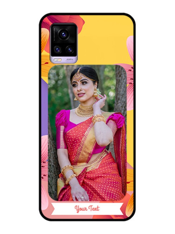 Custom Vivo V20 2021 Custom Glass Mobile Case - 3 Image With Vintage Floral Design