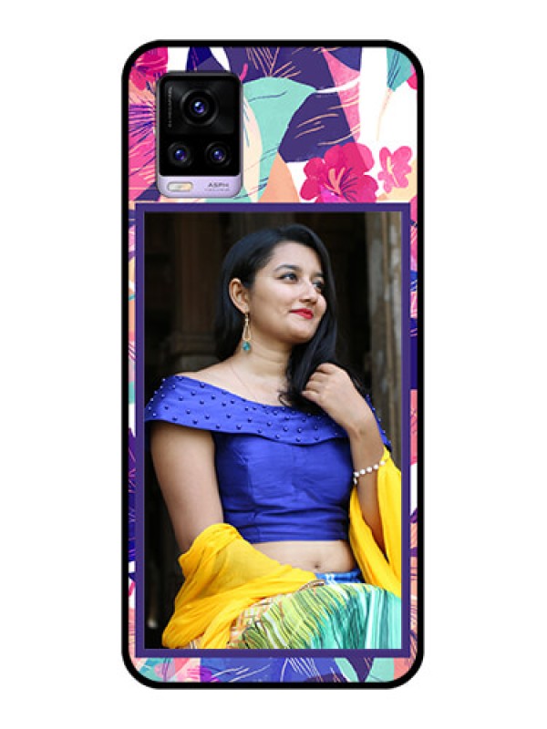 Custom Vivo V20 2021 Custom Glass Mobile Case - Abstract Floral Design