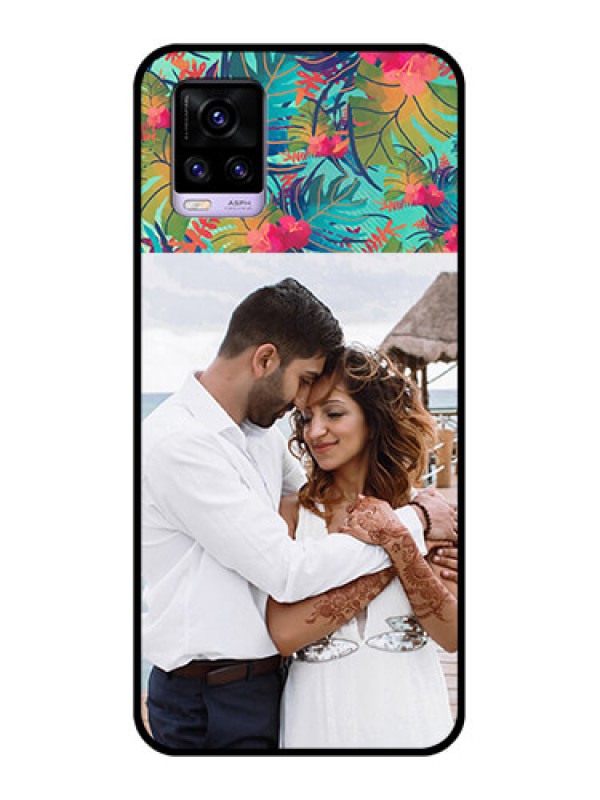 Custom Vivo V20 2021 Photo Printing on Glass Case - Watercolor Floral Design