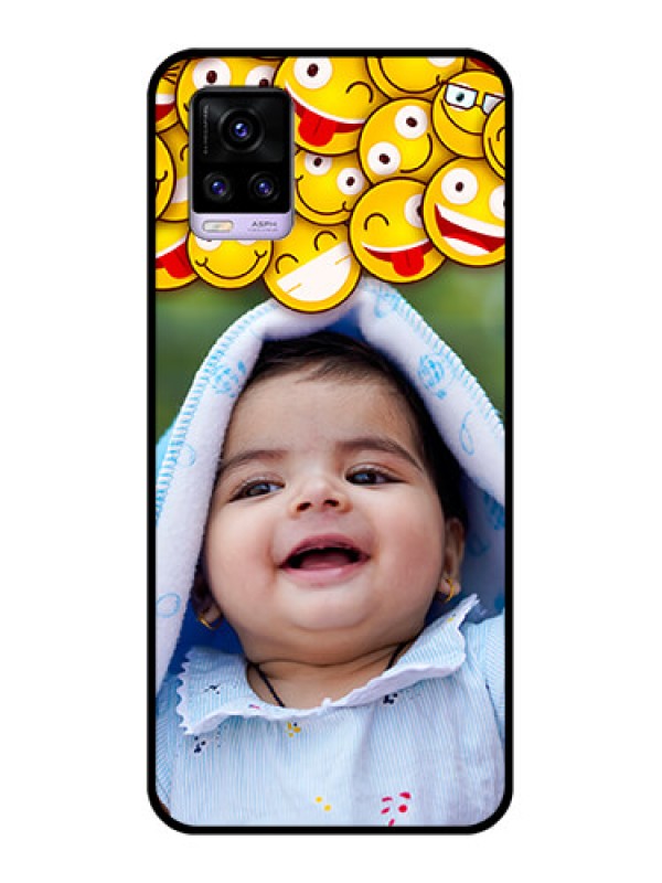 Custom Vivo V20 2021 Custom Glass Mobile Case - with Smiley Emoji Design