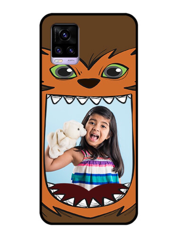 Custom Vivo V20 2021 Photo Printing on Glass Case - Owl Monster Back Case Design