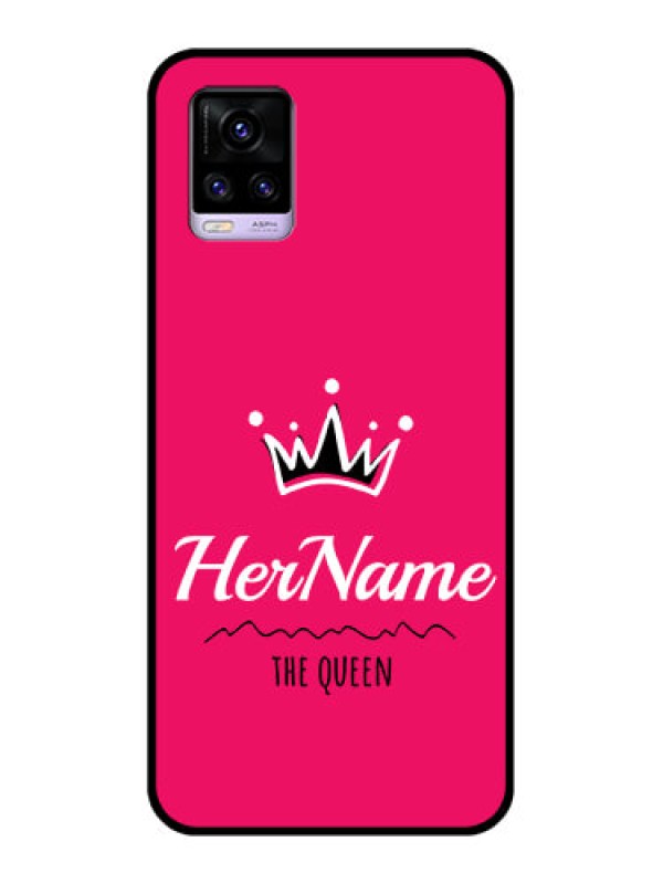 Custom Vivo V20 2021 Glass Phone Case Queen with Name