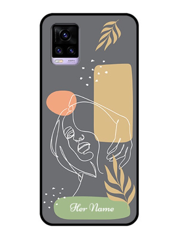 Custom Vivo V20 2021 Custom Glass Phone Case - Gazing Woman line art Design