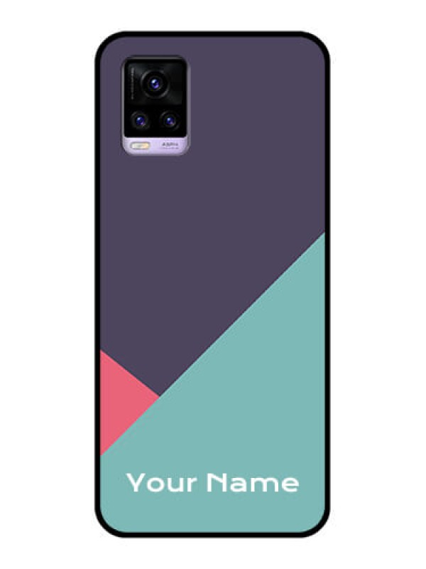 Custom Vivo V20 2021 Custom Glass Mobile Case - Tri Color abstract Design
