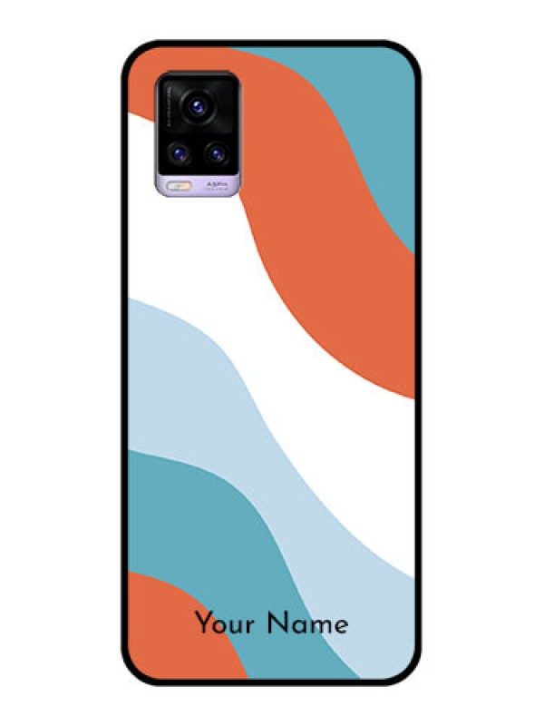 Custom Vivo V20 2021 Custom Glass Mobile Case - coloured Waves Design