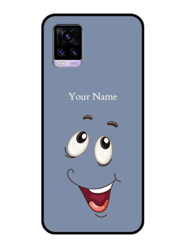 Custom Vivo V20 2021 Photo Printing on Glass Case - Laughing Cartoon Face Design