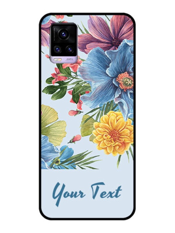 Custom Vivo V20 2021 Custom Glass Mobile Case - Stunning Watercolored Flowers Painting Design