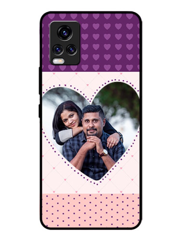 Custom Vivo V20 Pro Custom Glass Phone Case  - Violet Love Dots Design