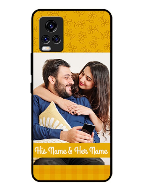 Custom Vivo V20 Pro Custom Glass Mobile Case  - Yellow Floral Design