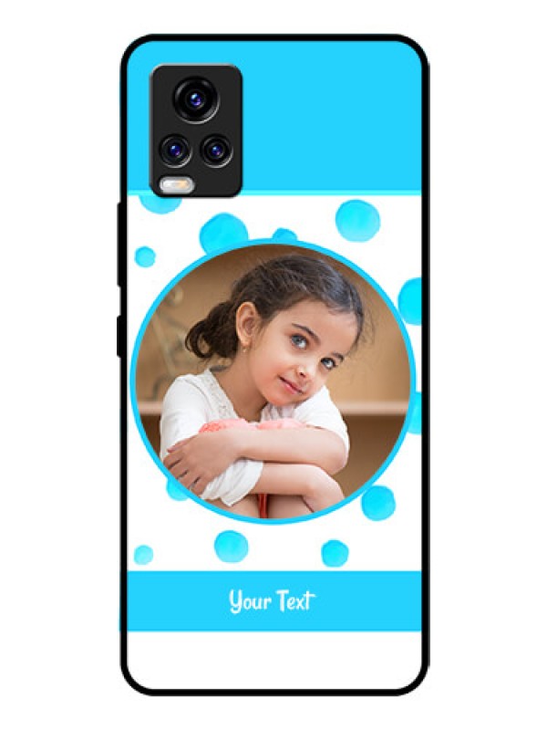 Custom Vivo V20 Pro Photo Printing on Glass Case  - Blue Bubbles Pattern Design