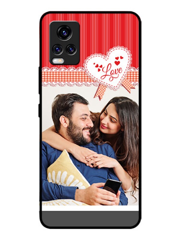 Custom Vivo V20 Pro Custom Glass Mobile Case  - Red Love Pattern Design