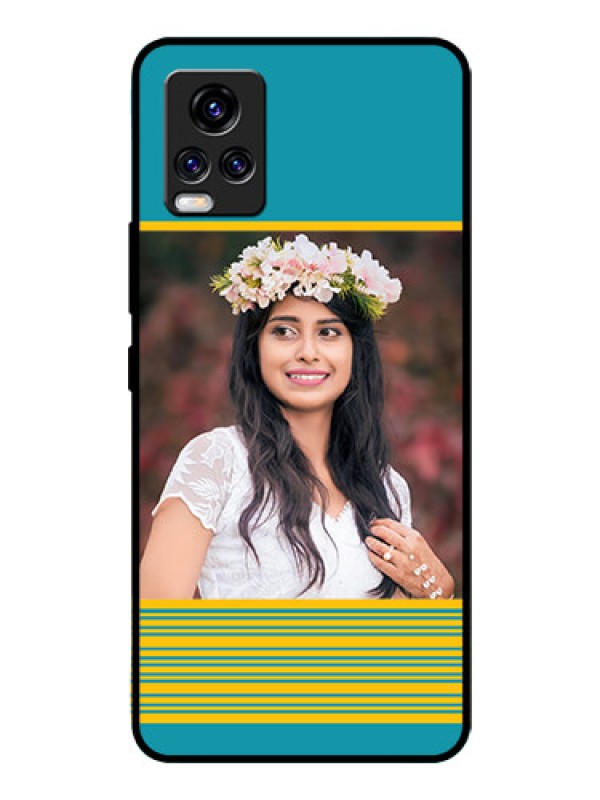 Custom Vivo V20 Pro Custom Glass Phone Case  - Yellow & Blue Design 