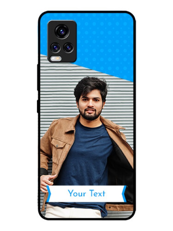Custom Vivo V20 Pro Photo Printing on Glass Case  - Simple Blue Color Design