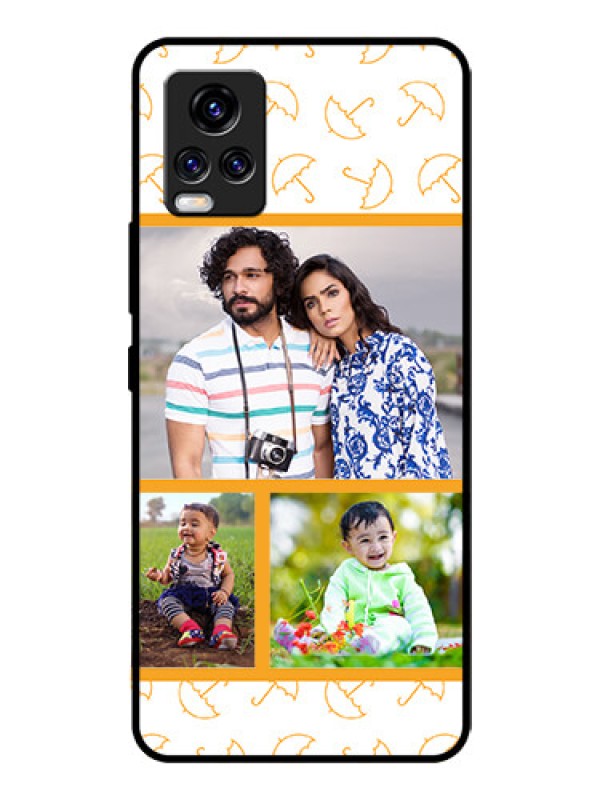 Custom Vivo V20 Pro Custom Glass Mobile Case  - Yellow Pattern Design