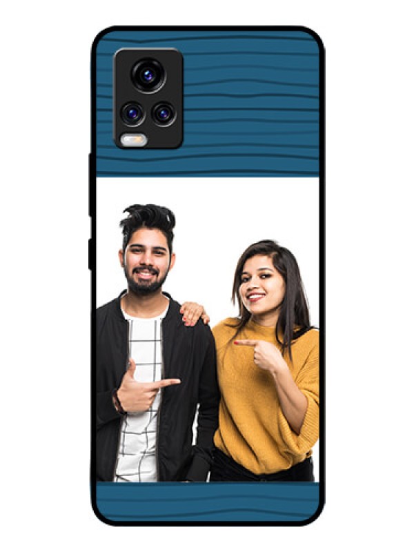 Custom Vivo V20 Pro Custom Glass Phone Case  - Blue Pattern Cover Design