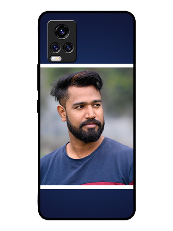 Custom Vivo V20 Pro Personalized Glass Phone Case  - Simple Royal Blue Design