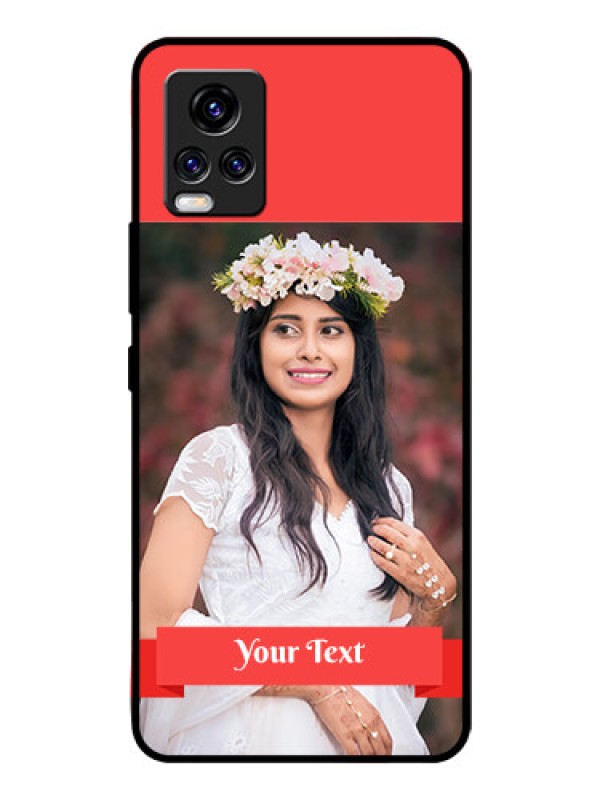 Custom Vivo V20 Pro Custom Glass Phone Case  - Simple Red Color Design