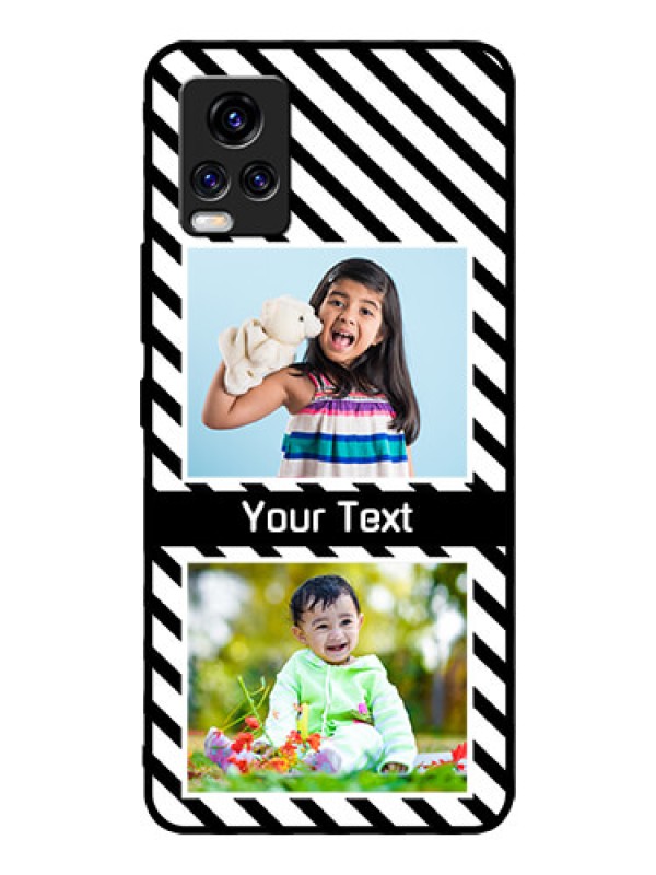 Custom Vivo V20 Pro Photo Printing on Glass Case  - Black And White Stripes Design