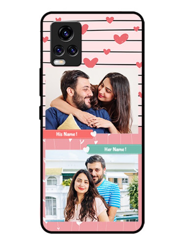Custom Vivo V20 Pro Custom Glass Mobile Case  - Photo with Heart Design