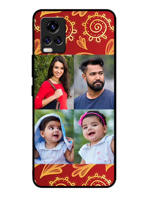 Custom Vivo V20 Pro Photo Printing on Glass Case  - 4 Image Traditional Design