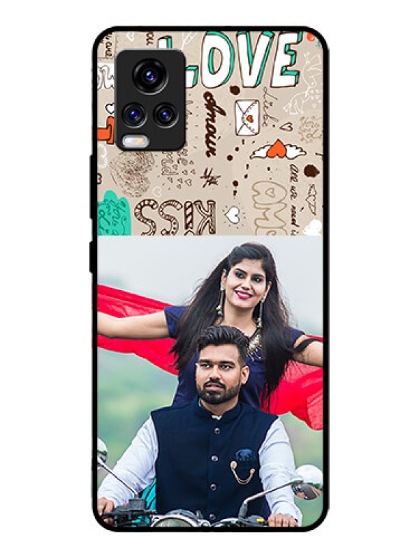 Custom Vivo V20 Pro Custom Glass Phone Case  - Love Doodle Pattern 