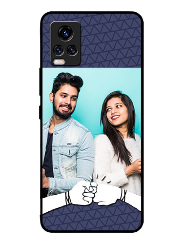 Custom Vivo V20 Pro Photo Printing on Glass Case  - with Best Friends Design  