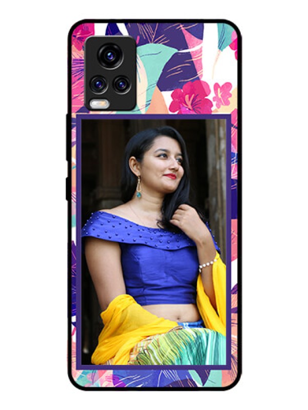 Custom Vivo V20 Pro Custom Glass Mobile Case  - Abstract Floral Design
