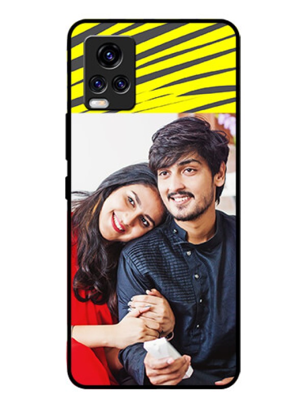 Custom Vivo V20 Pro Photo Printing on Glass Case  - Yellow Abstract Design