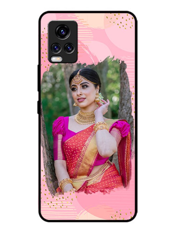 Custom Vivo V20 Pro Personalized Glass Phone Case  - Gold Glitter Splash Design