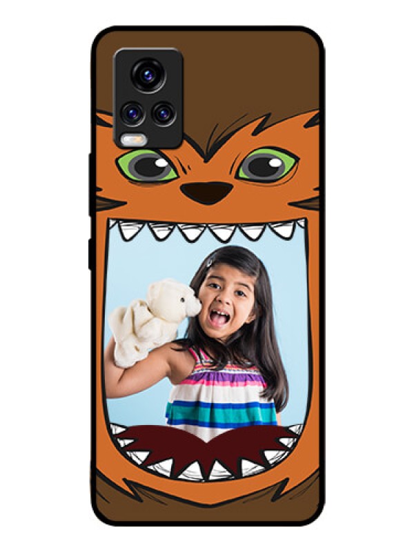 Custom Vivo V20 Pro Photo Printing on Glass Case  - Owl Monster Back Case Design