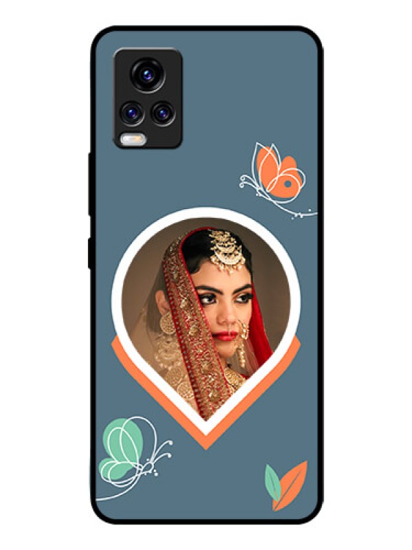 Custom Vivo V20 Pro Custom Glass Mobile Case - Droplet Butterflies Design