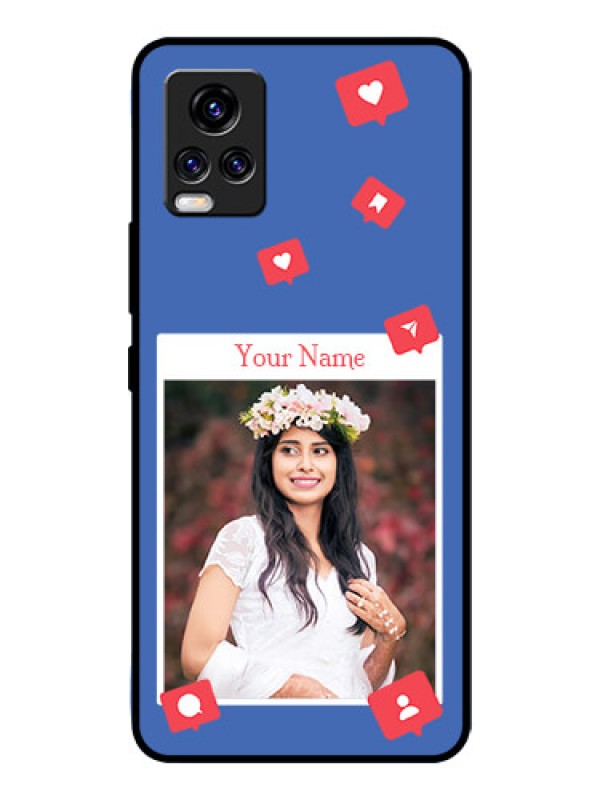Custom Vivo V20 Pro Custom Glass Phone Case - Like Share And Comment Design