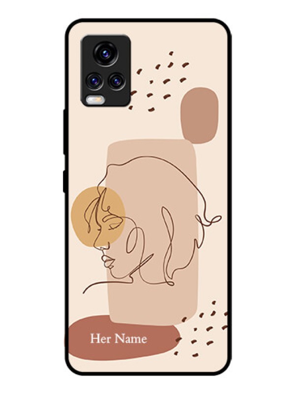 Custom Vivo V20 Pro Photo Printing on Glass Case - Calm Woman line art Design