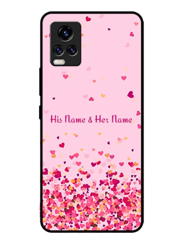 Custom Vivo V20 Pro Photo Printing on Glass Case - Floating Hearts Design