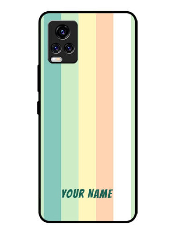 Custom Vivo V20 Pro Photo Printing on Glass Case - Multi-colour Stripes Design