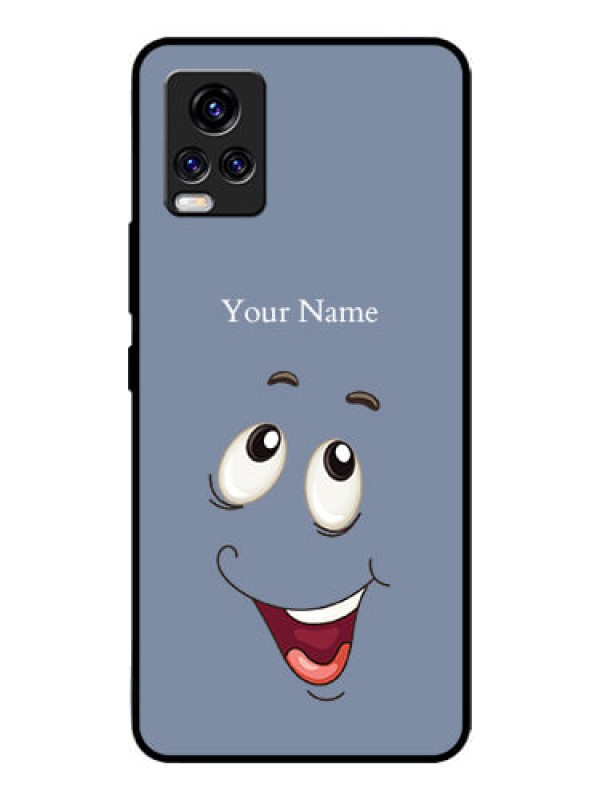 Custom Vivo V20 Pro Photo Printing on Glass Case - Laughing Cartoon Face Design